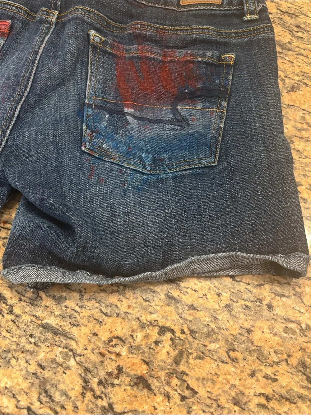 American Eagle Outfitters Upcycled American Flag Denim Shorts Size 4